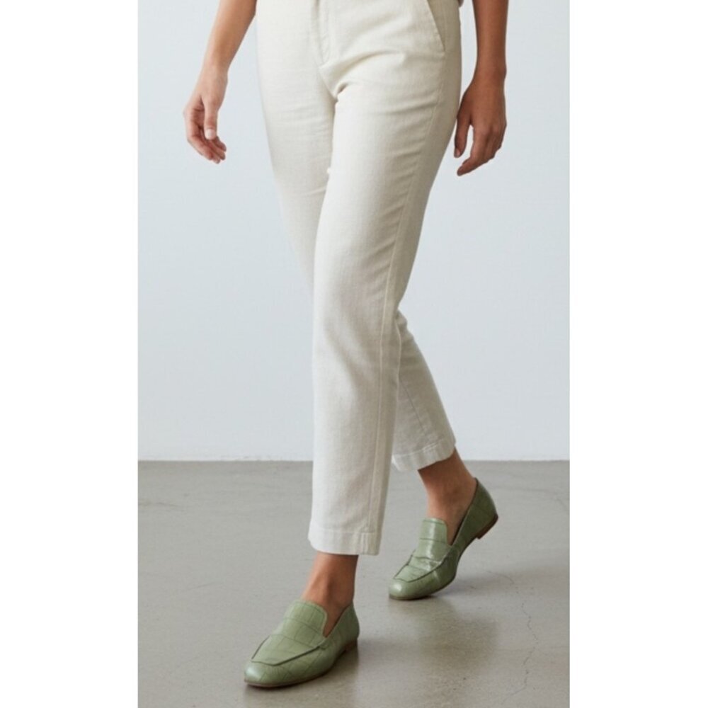 Max Mara Leather Crocodile Print Loafer Flats Green Laris US 8 EU 38 NIB $675 - Picture 2 of 11